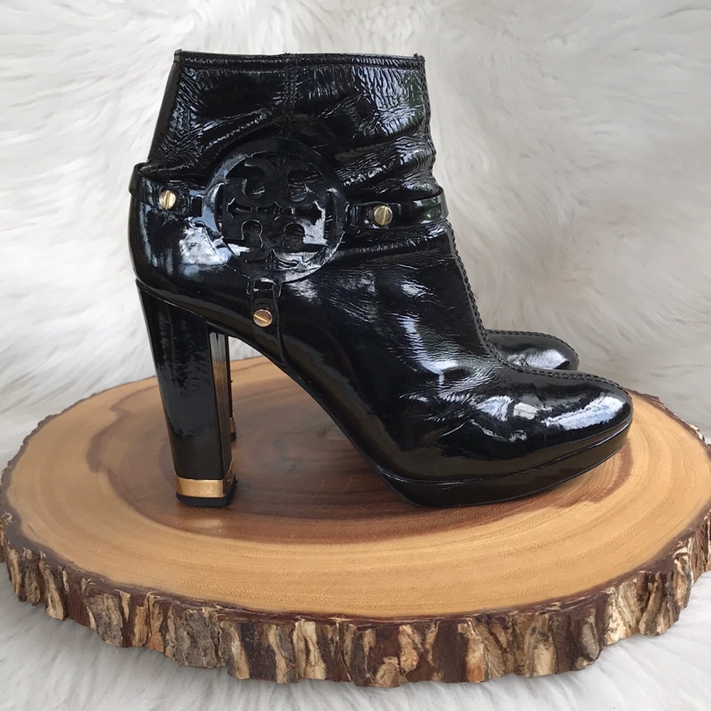 Tory Burch patent leather inside zip heeled boots - Picture 6 of 9